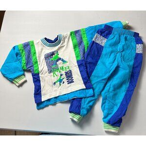 Vintage Carters Kids Roller Boomers Tracksuit Set With Blue & Green Stripes Long